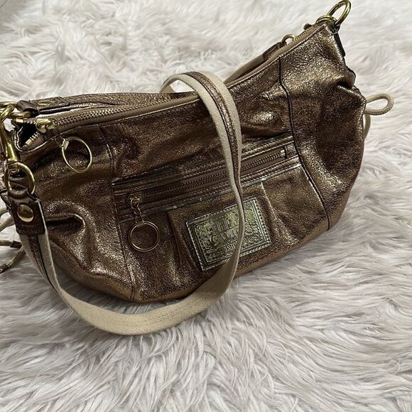 Coach Poppy Jazzy Metallic Gold 2 Way Crossbody And Shoulder Bag - Picture 13 of 16